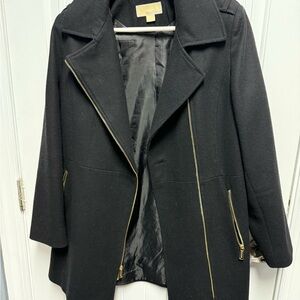 Black Trench Coat with Gold Zippers